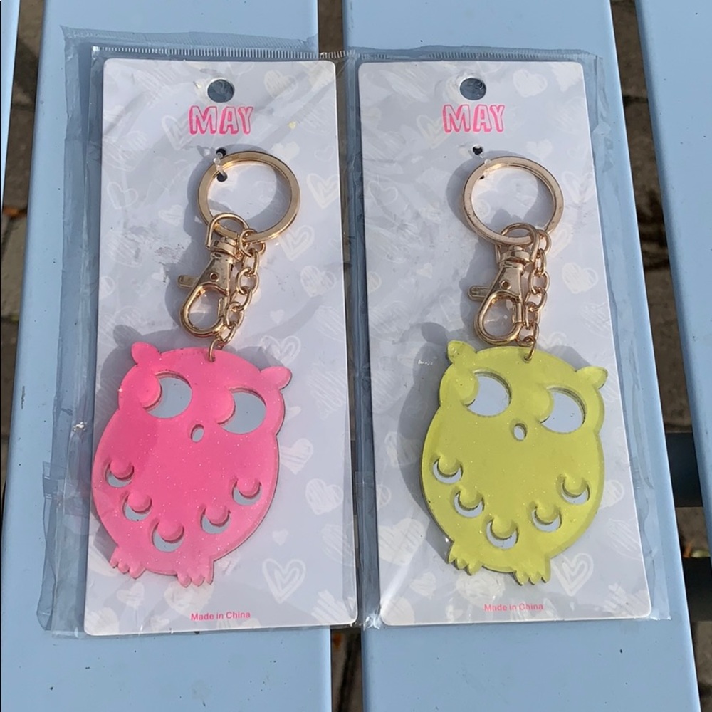 Brand new pink & yellow owl keychains!